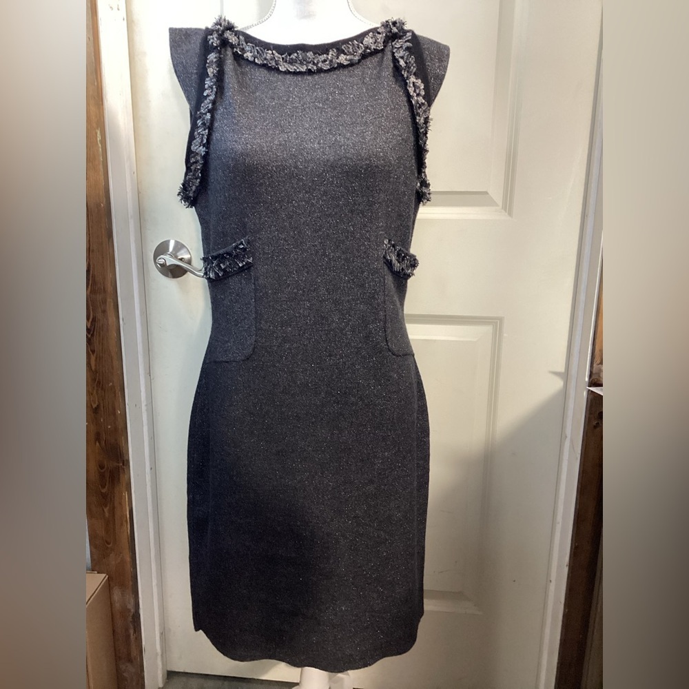 CHANEL Authenticated Gray Textured Midi Dress